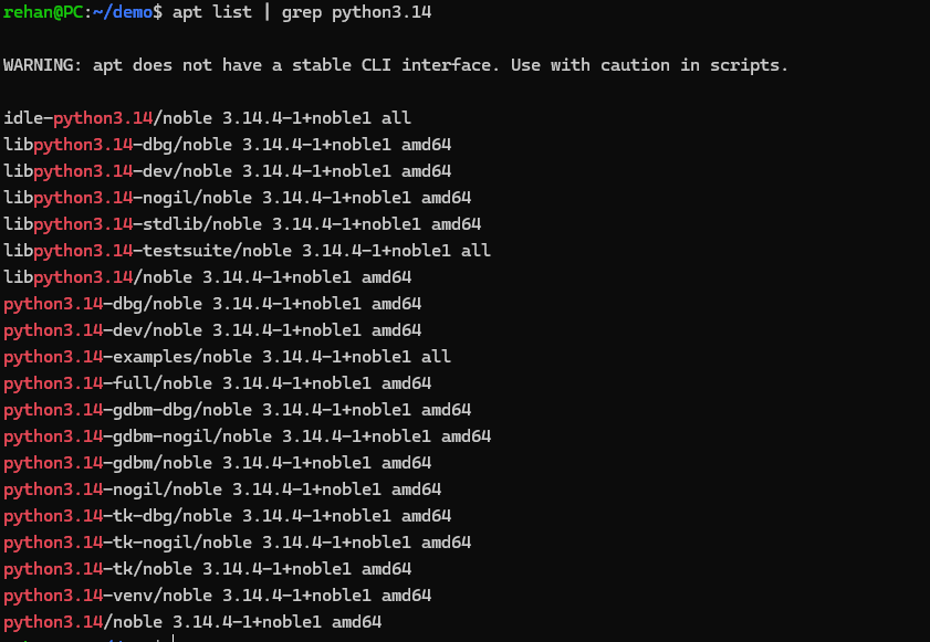 apt list check if python is present