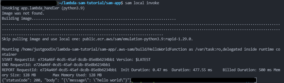 sam local invoke success