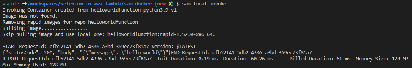 Sam local invoke success