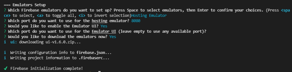 Firebase emulator setup