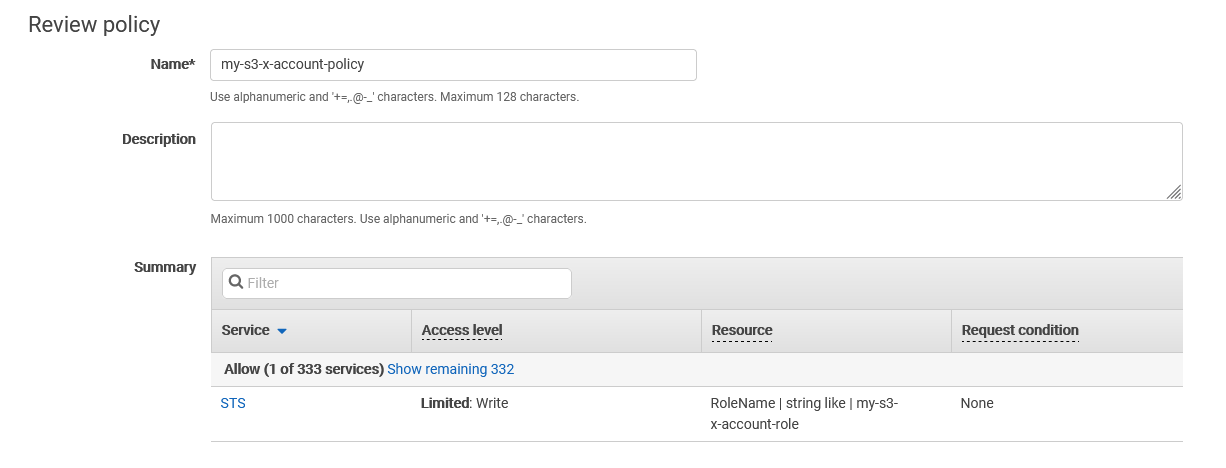 Trusted account policy